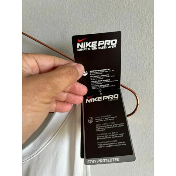 Nike Pro Mens Compression Tank Top Dri-Fit Mesh Sleeveless Shirt White Sz XXLT - Picture 5 of 7